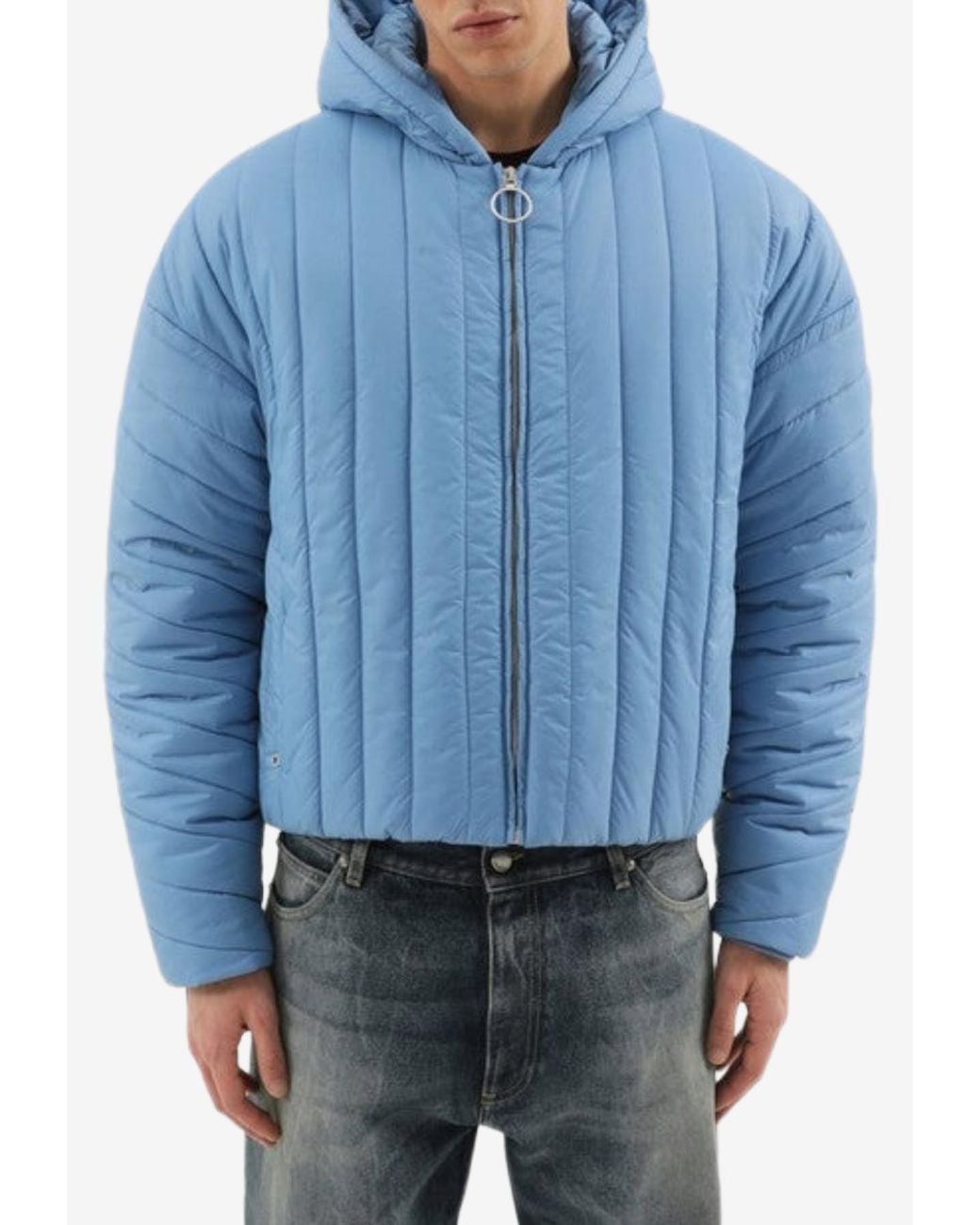 1989 STUDIO Blue Quilted Down Jacket for men