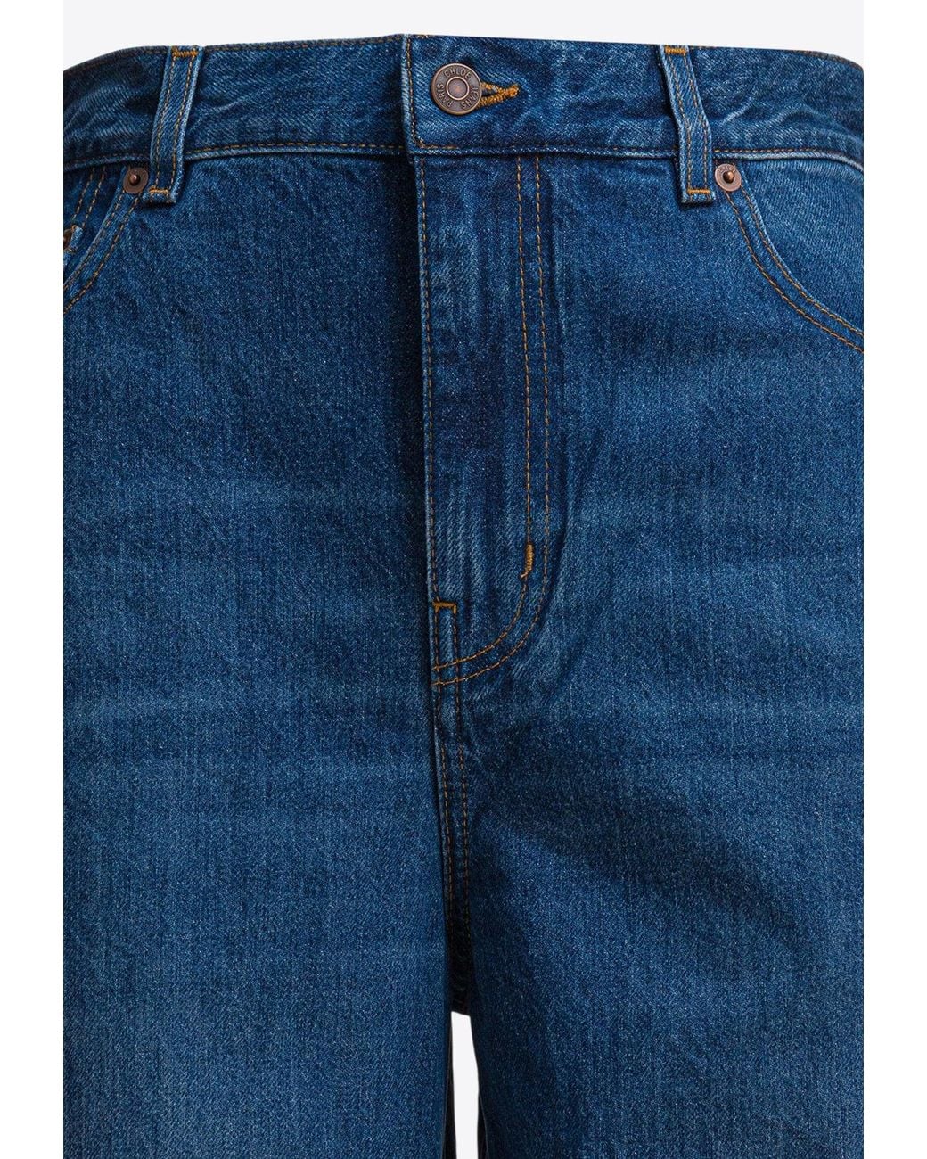 Chloé Blue Logo Patch Wide-Leg Jeans