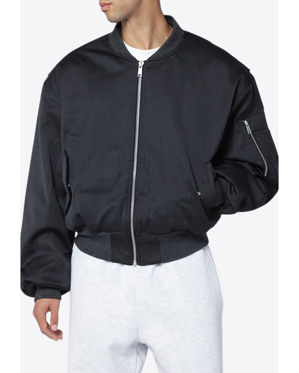 Entire studios Black Wool-Blend Zip-Up Bomber Jacket for men