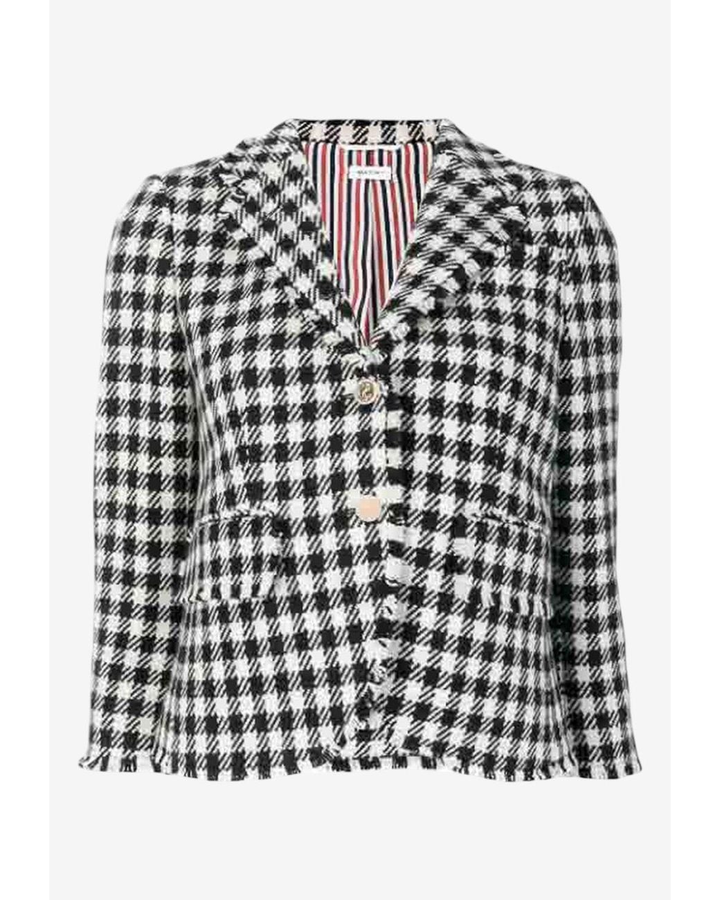 Thom Browne Black Houndstooth Cropped Blazer