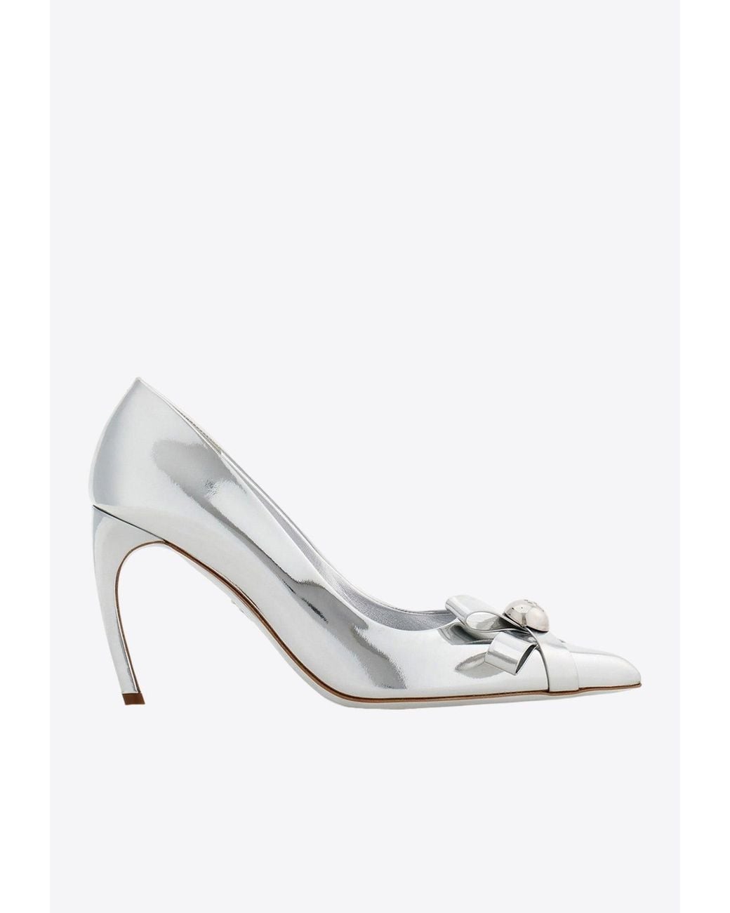 Ferragamo White Brilda 85 Pumps