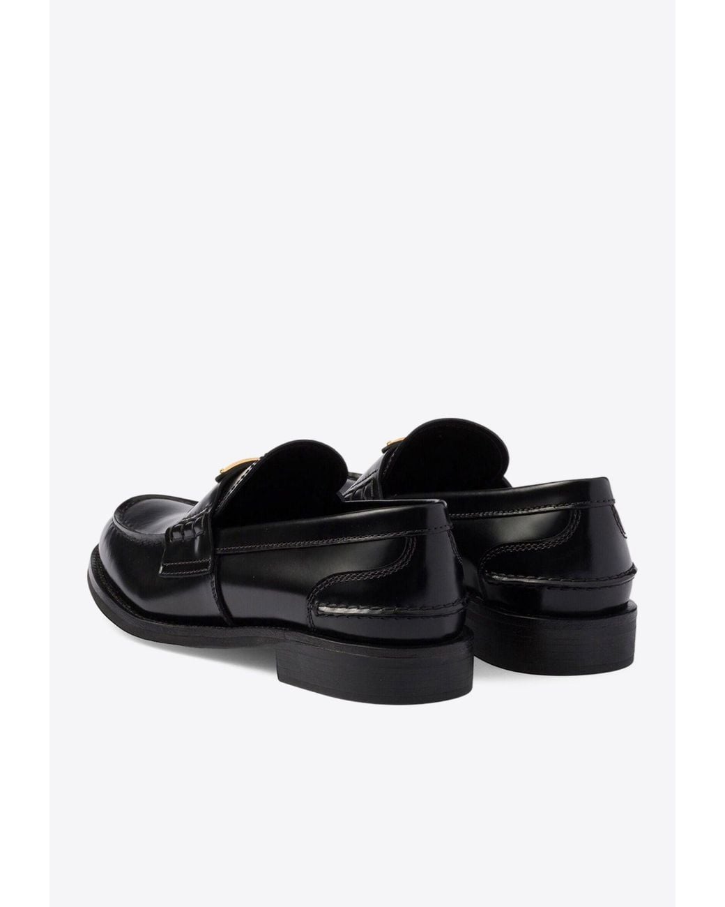 Prada Black Logo Brushed Leather Loafer
