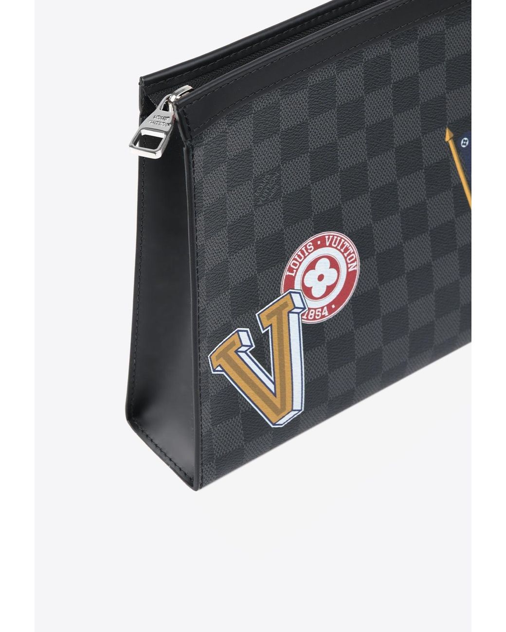 Louis Vuitton Voyage Logo embellished Pouch In Leather in Black Lyst