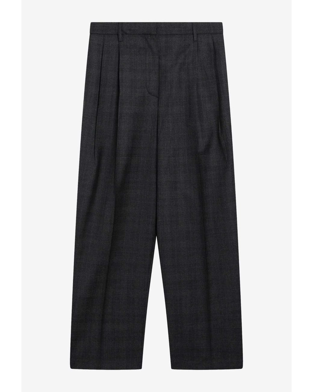 Prada Blue Wool Checked Pants