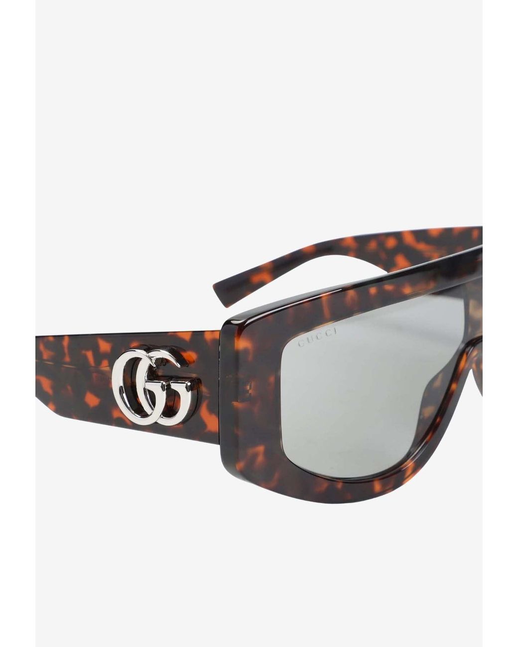 Gucci White Gg-Logo Rectangular Frame Sunglasses
