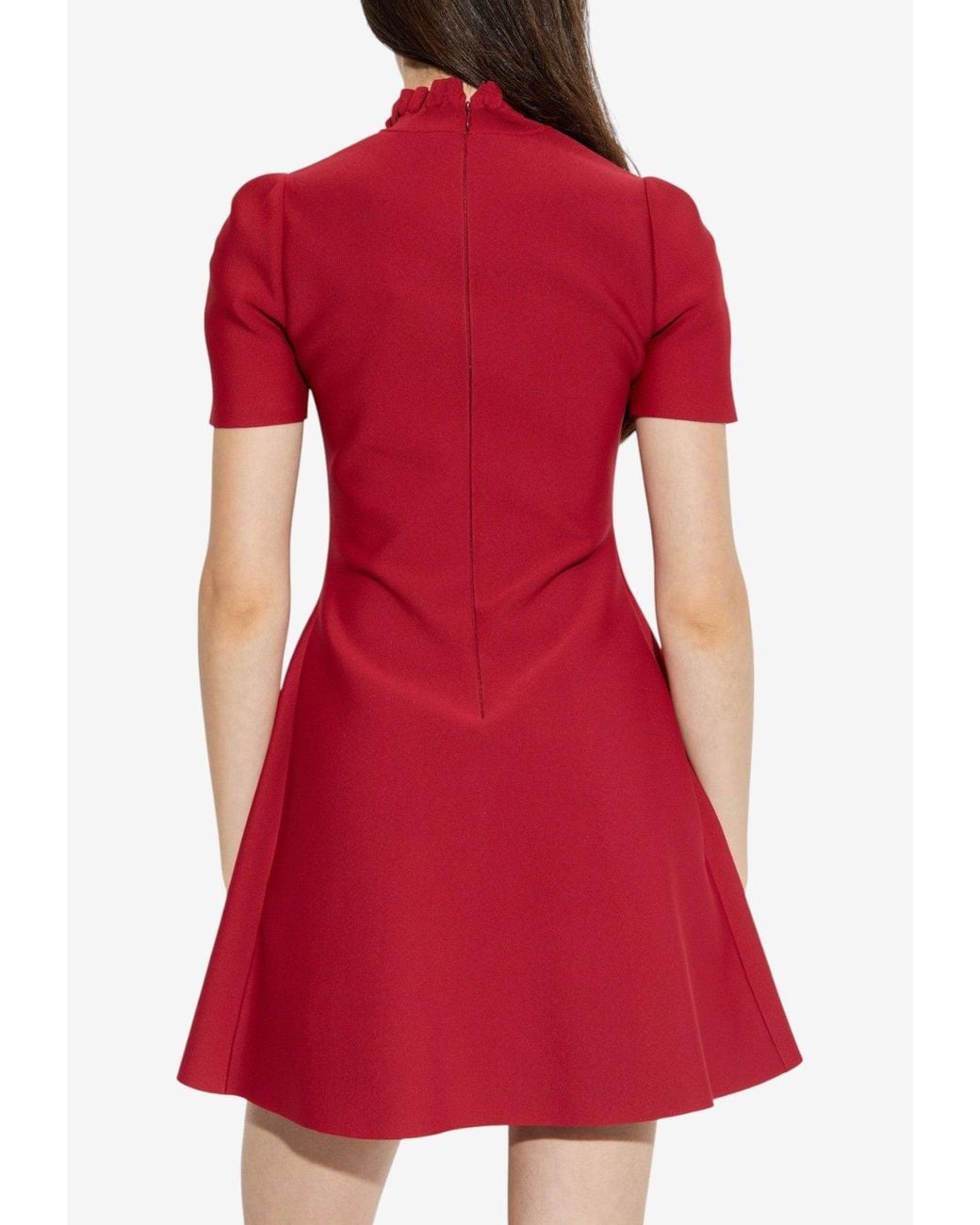 McQueen Flared Mini Dress With Lace Inserts