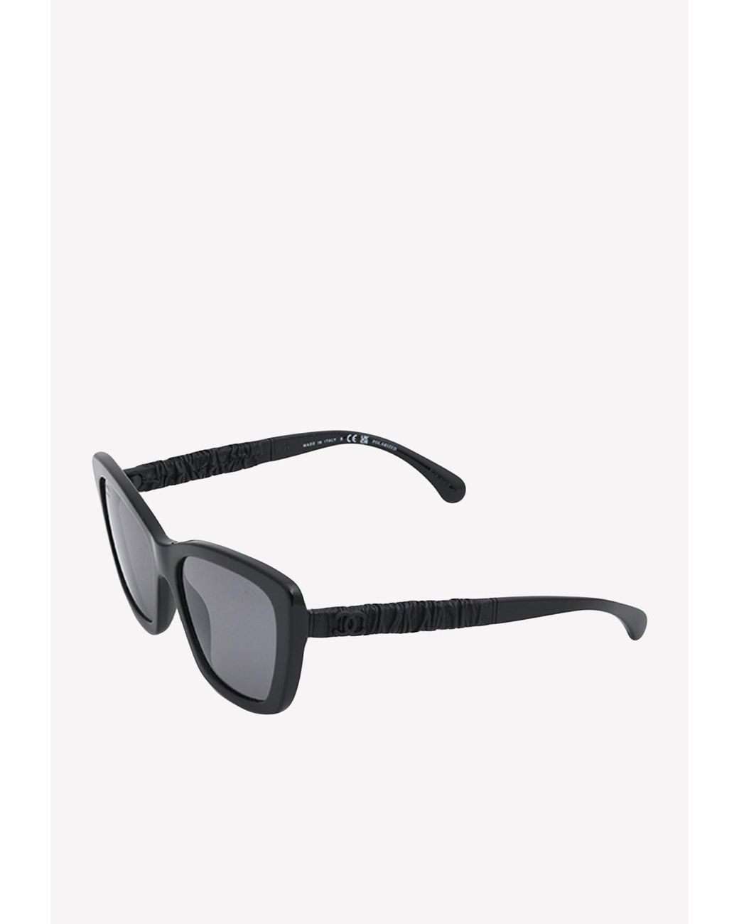 Chanel Butterfly Sunglasses With Ruched Leather in Grey