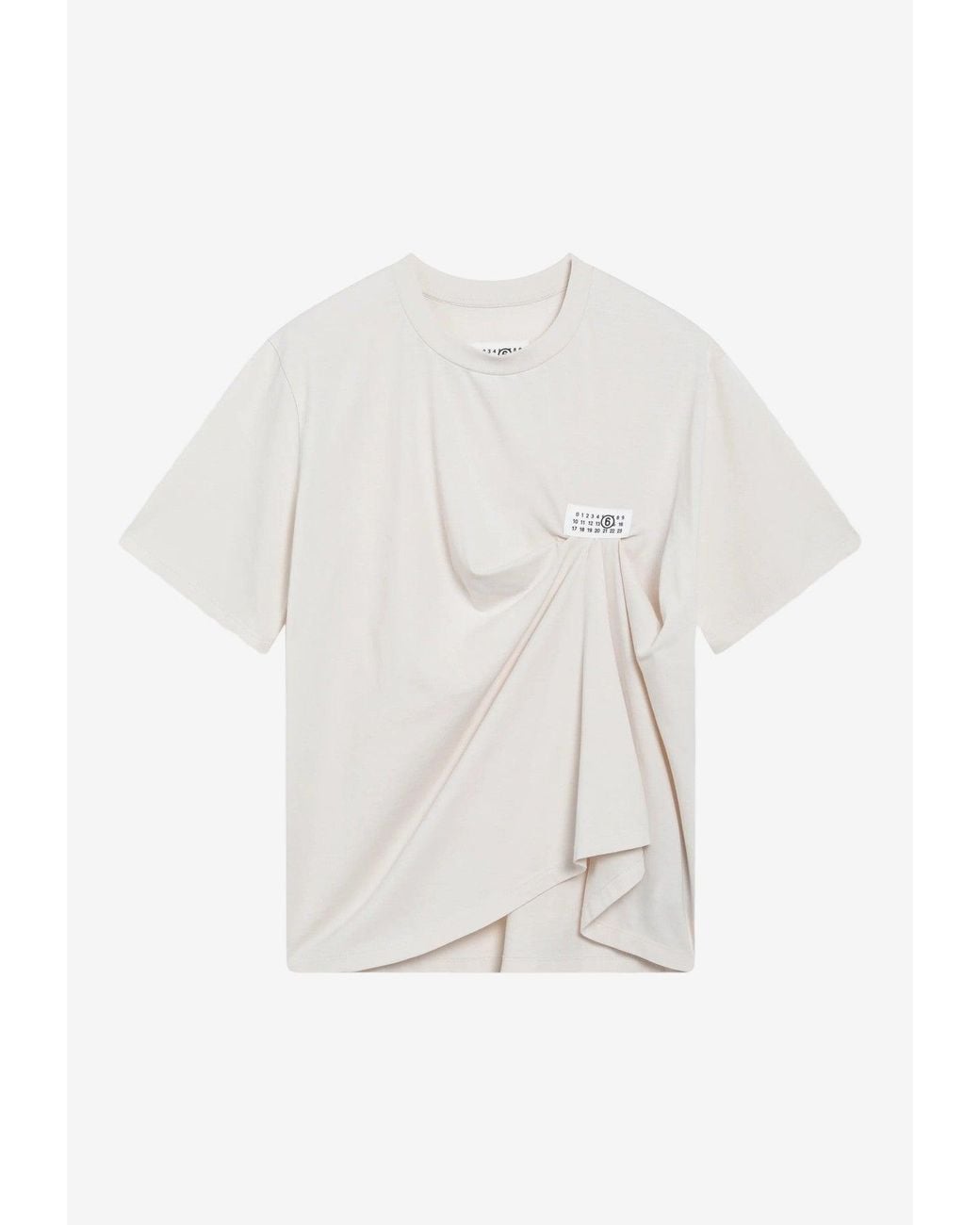 MM6 by Maison Margiela White Numeric Patch Front Draped T-Shirt