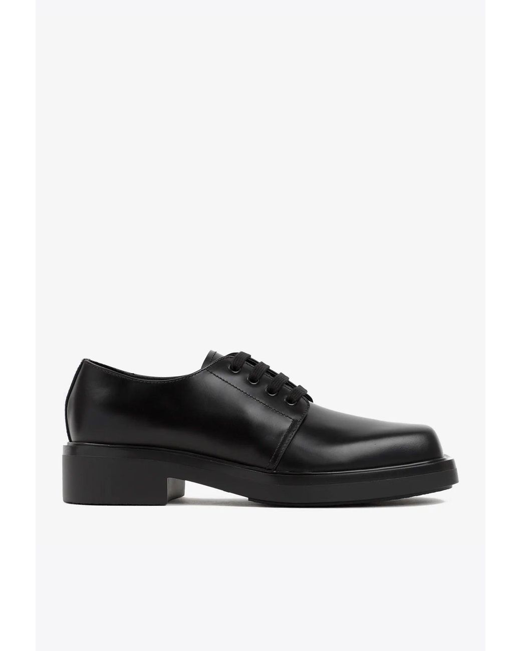 Prada Laceup Derby Shoes In Brushed Leather in Black for Men Lyst