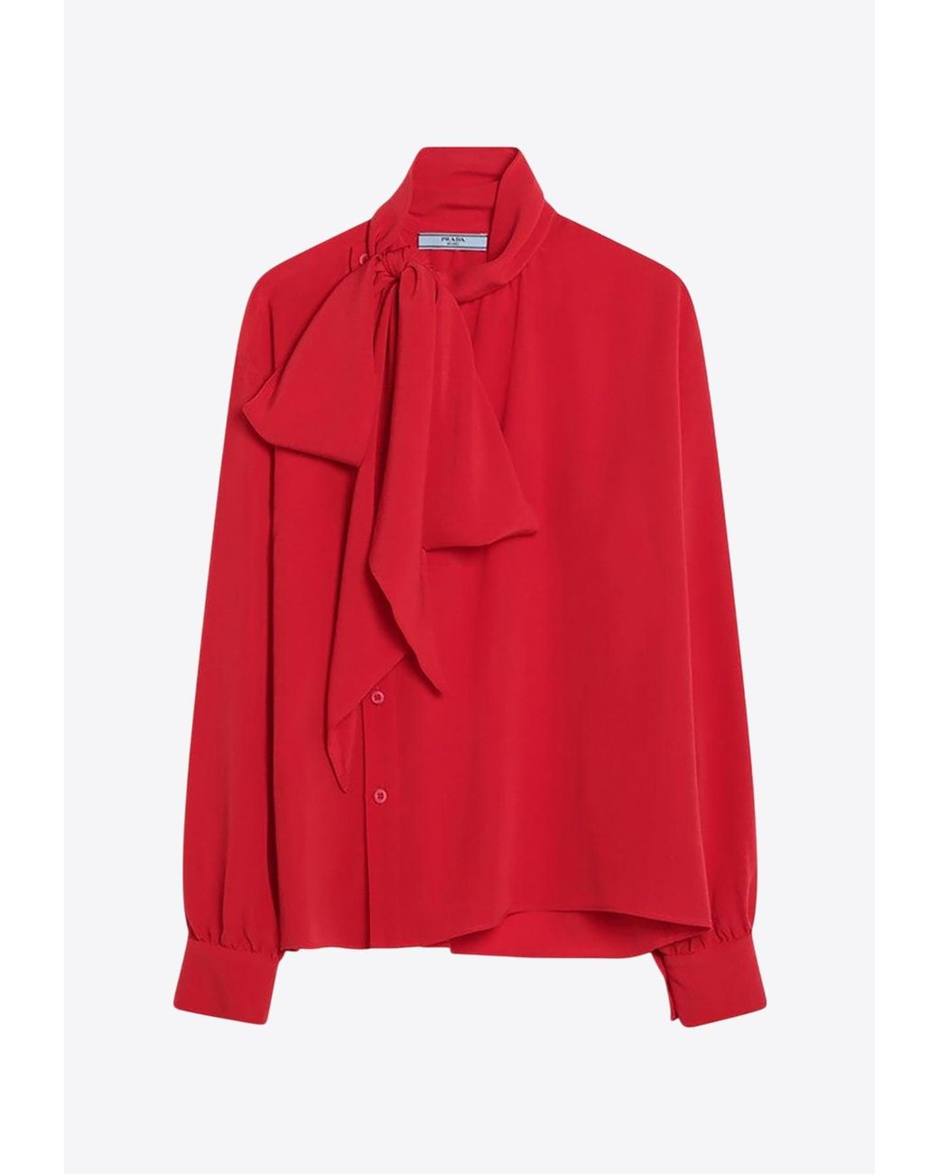Prada Red Silk Blouse Top