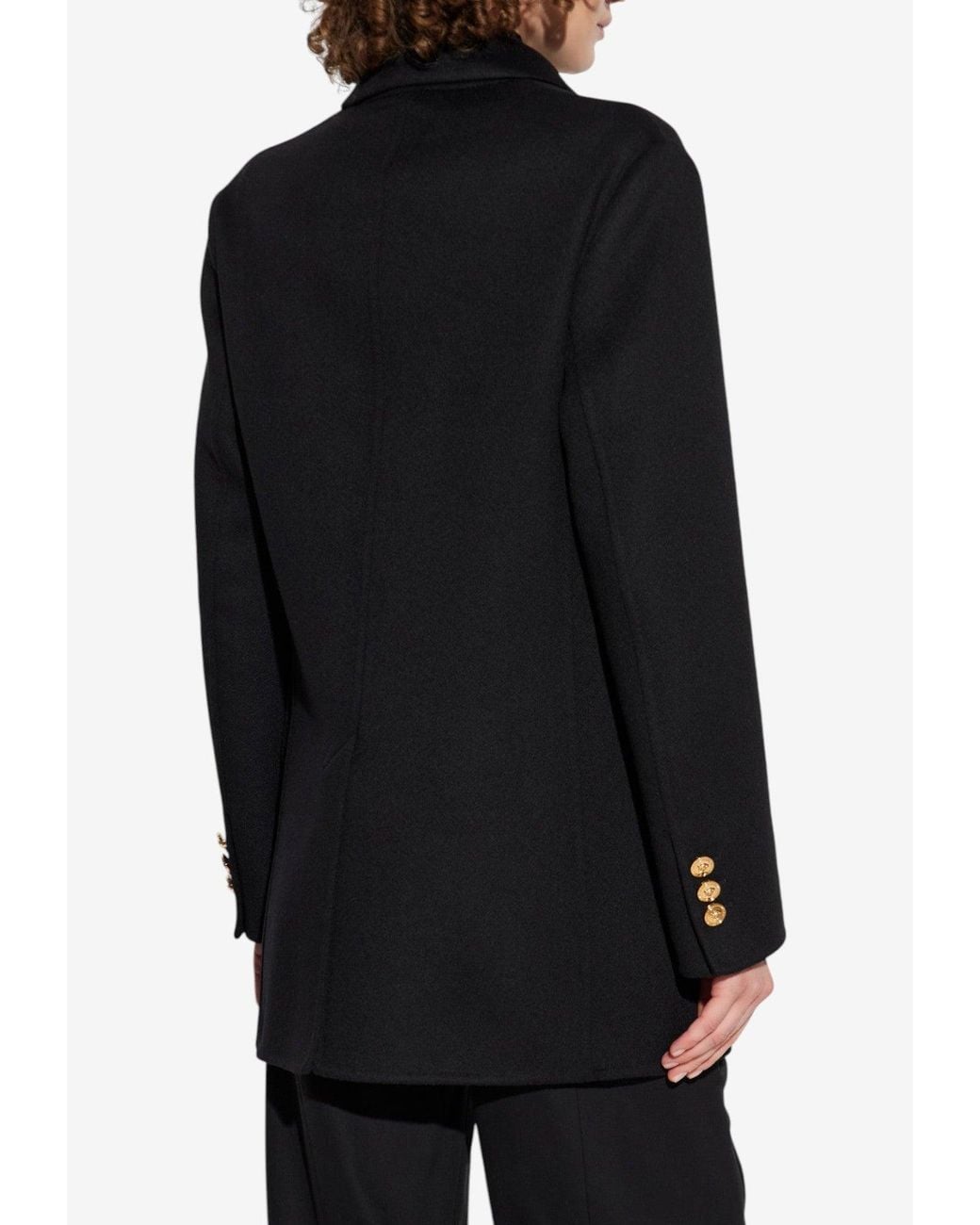 Versace Black Double-Breasted Wool Tailored Blazer
