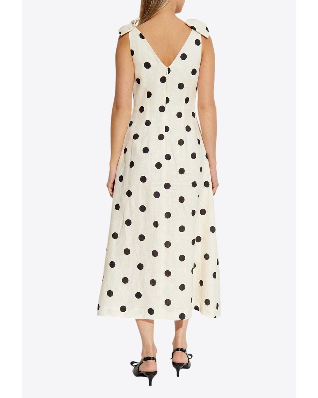 【関税込み】ZIMMERMANN CRUSH V NECK MIDI' DRESS Crush V Neck Midi Dress Cream/Black Dot Online | Zimmermann