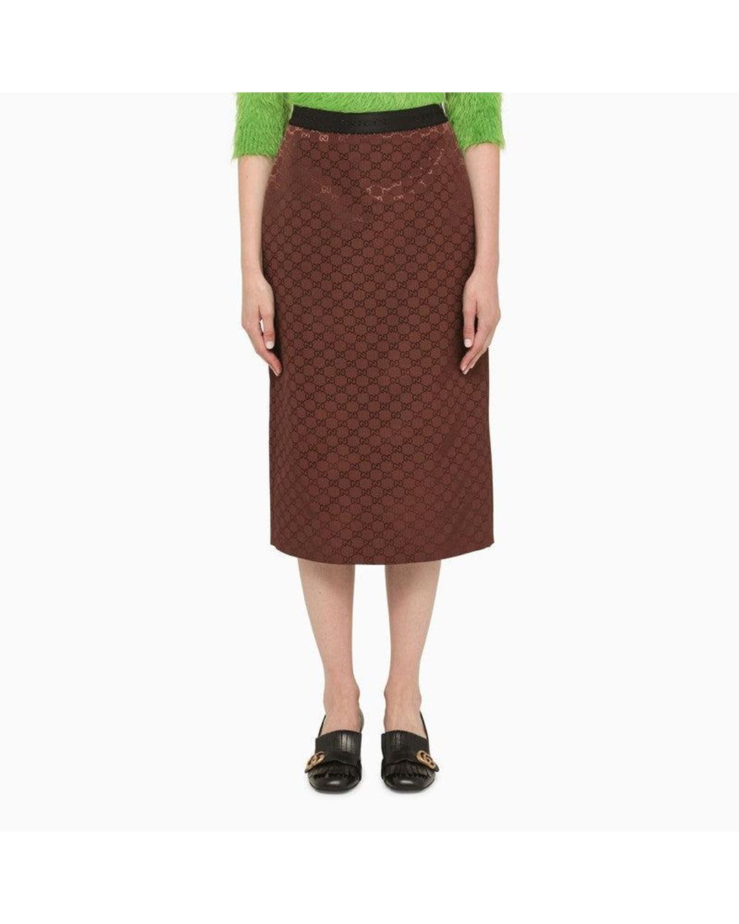 Brown patterned pencil skirt top