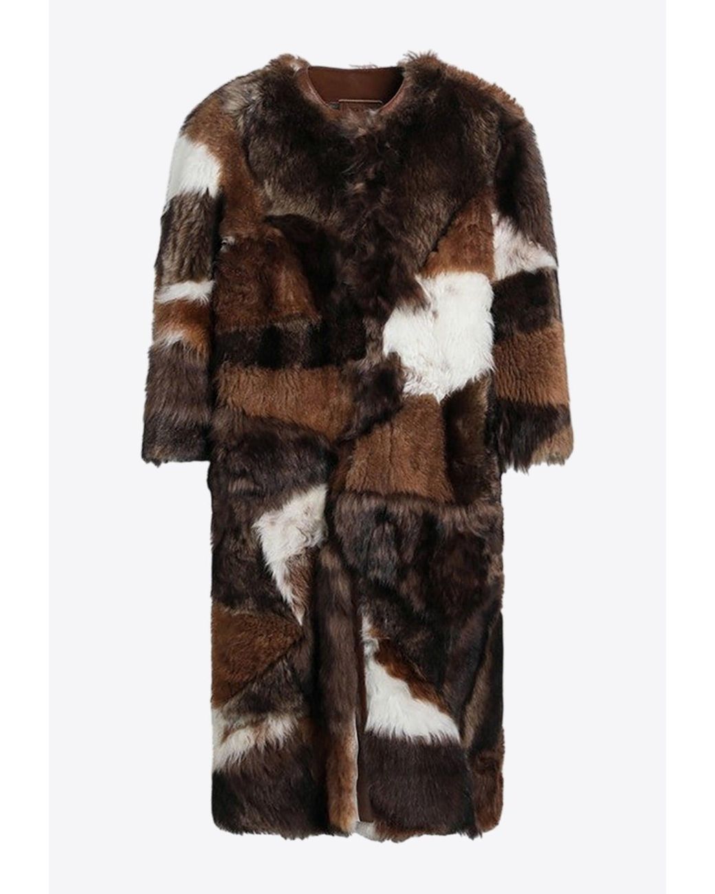 Prada Black Patchwork Shearling Coat
