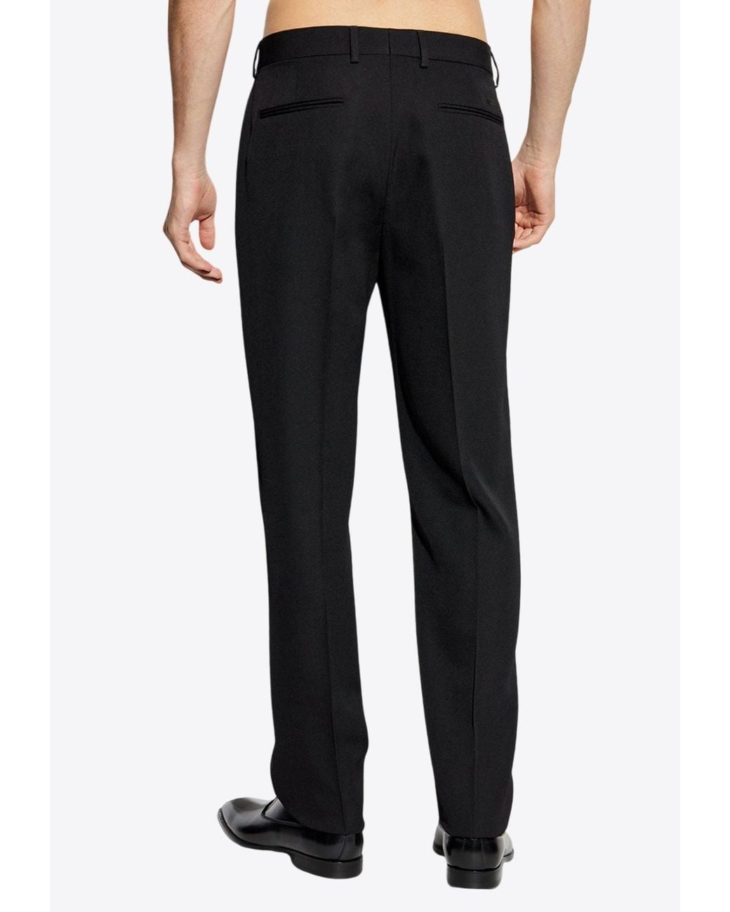Versace Black Tailored Wool Tapered Pants for men