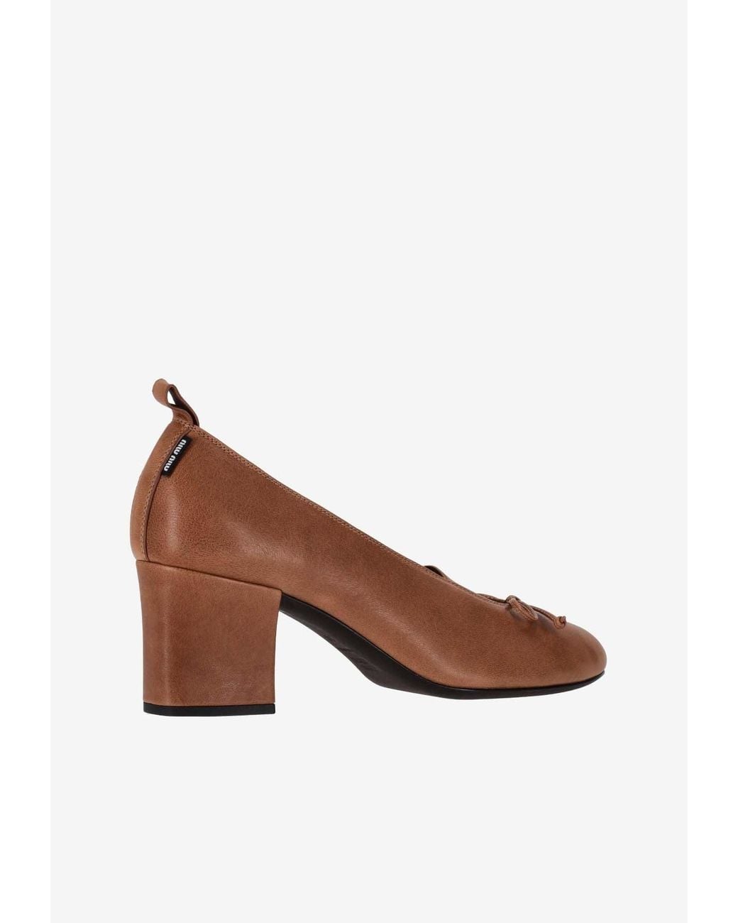 Miu Miu Brown Élan 65 Bow-Embellished Pumps