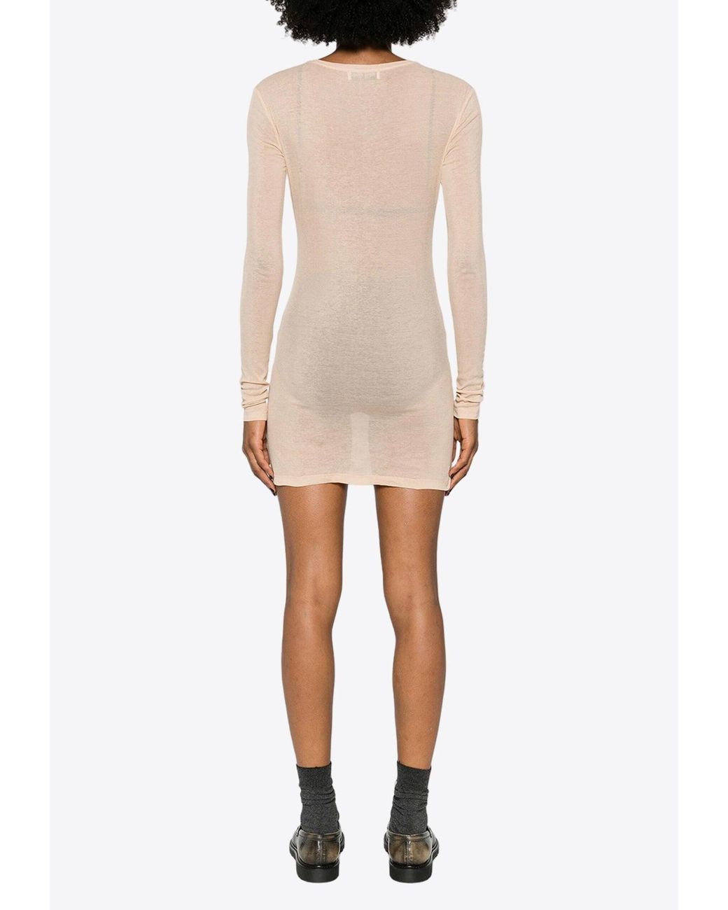 ワンピース MiuMiu Embroidered wool blend mini sweater dress Miu Miu Wool blend mini sweater dress with embroidery | The
