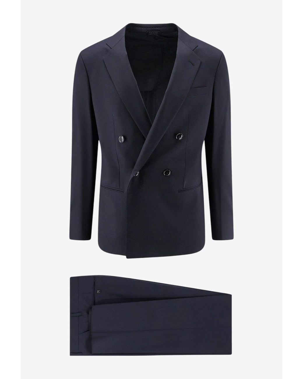 Giorgio Armani Blue Double-Breasted Wool Suit for men