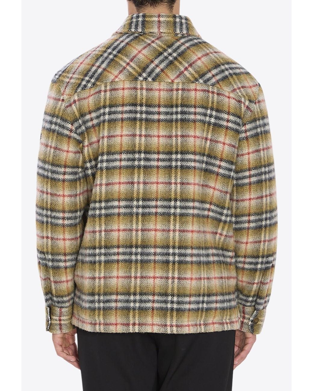Burberry Gray Plaid Check Padded Jacket for men