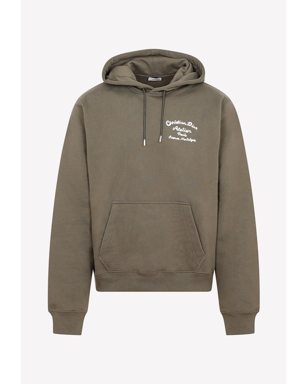 Dior Logo Embroidered Hooded Sweatshirt in Green for Men | Lyst