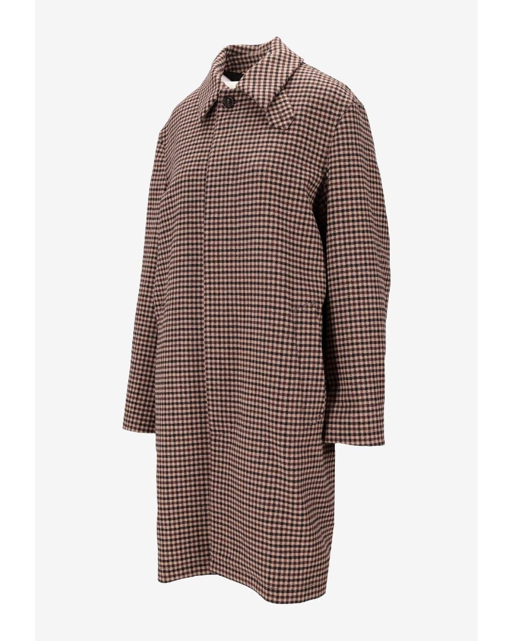 Saint Laurent Brown Mac Checked Coat