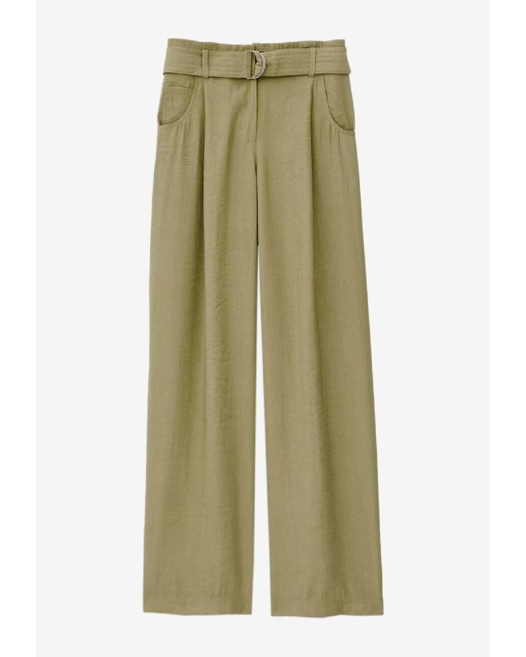 Ba&sh Green Dola Belted Flowy Pants