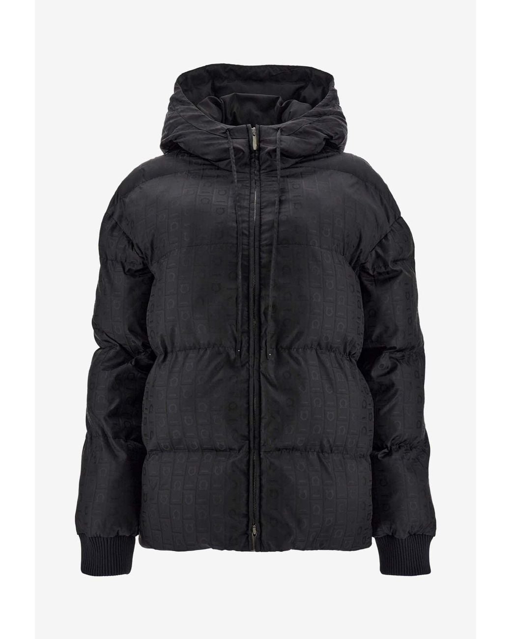 Ferragamo Black Monogram Jacquard Padded Jacket