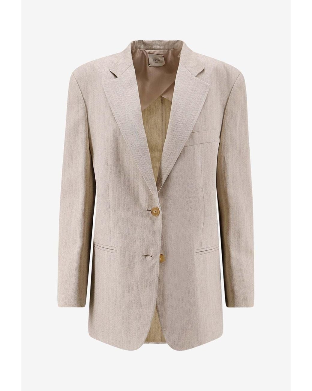 Alysi Natural Single-Breasted Buttoned Blazer