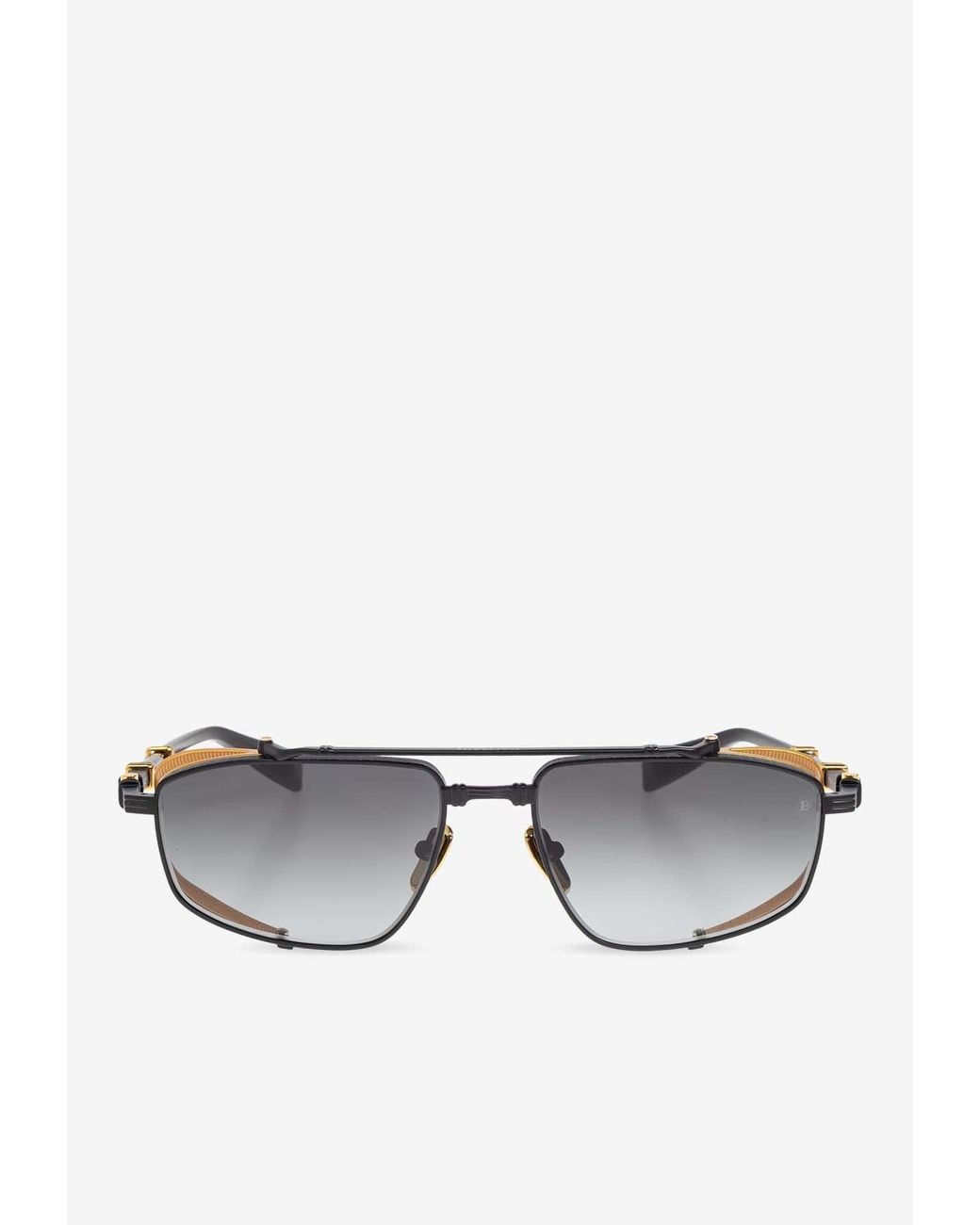Balmain Gray Brigade V Rectangular Sunglasses for men