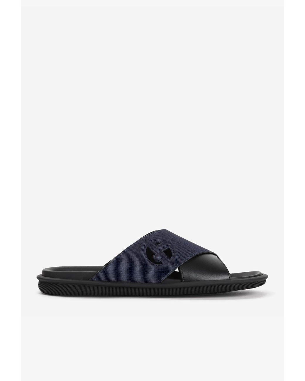 Giorgio Armani Logo Cross Sandals in Black for Men | Lyst