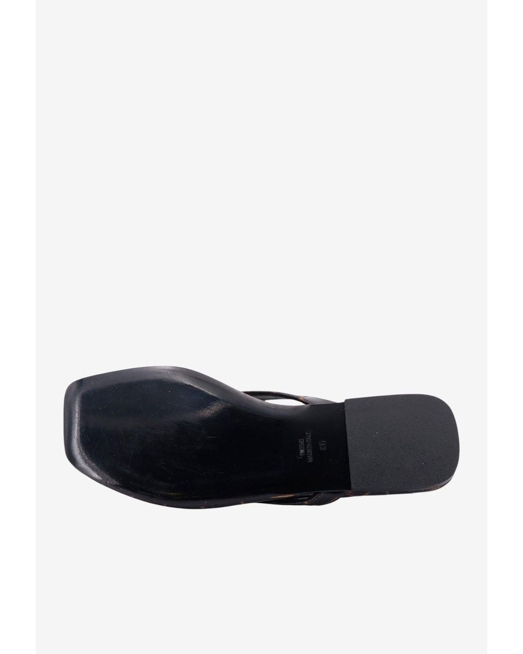 Totême White Croco-Embossed Flat Sandals
