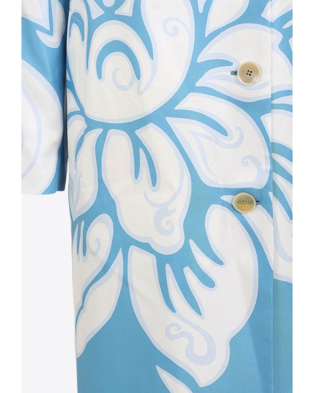 Etro Blue Printed Silk Coat