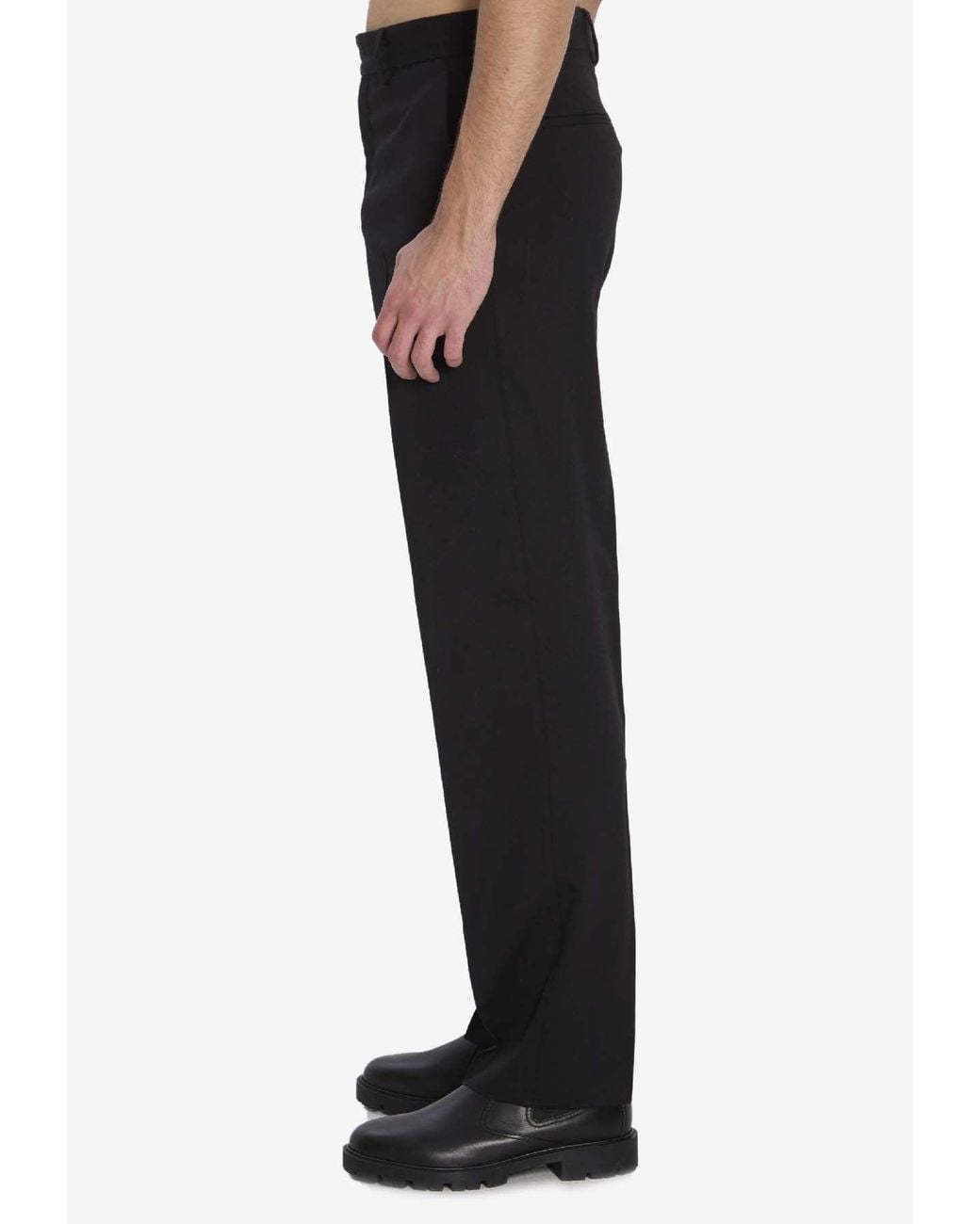 Fendi Black Classic Wool Pants for men