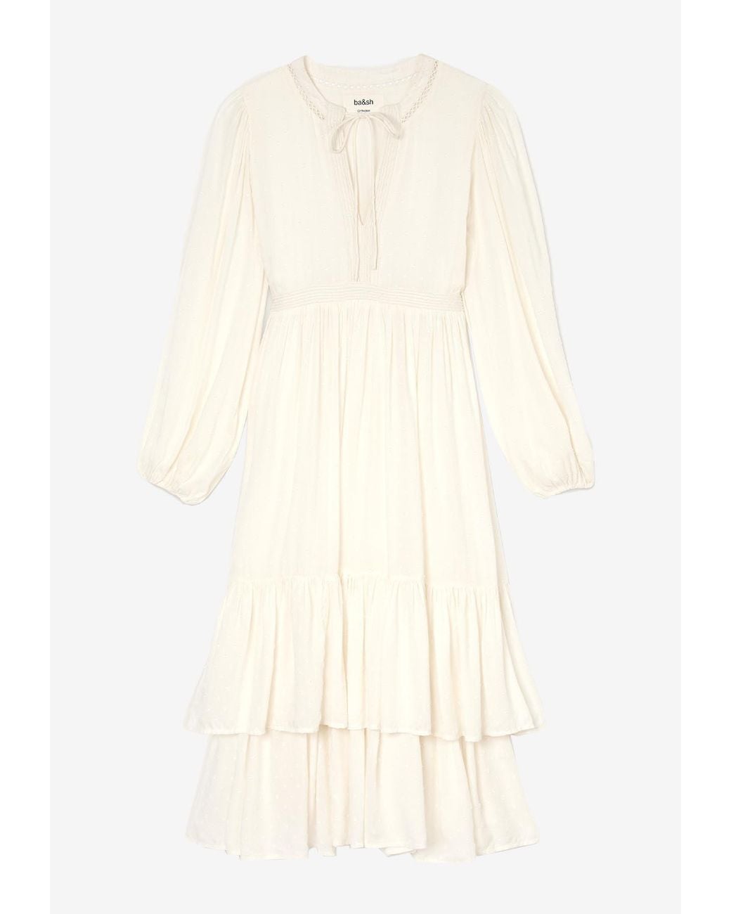 Ba&sh Natural Plume Layered Midi Dress
