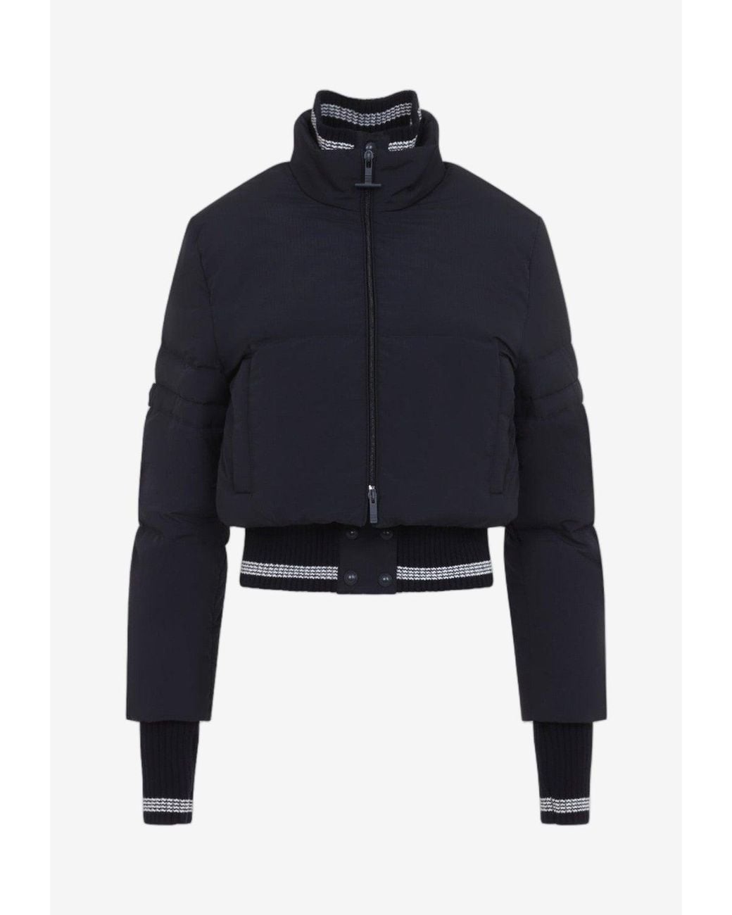 Thom Browne Blue High-Neck Cropped Down Jacket