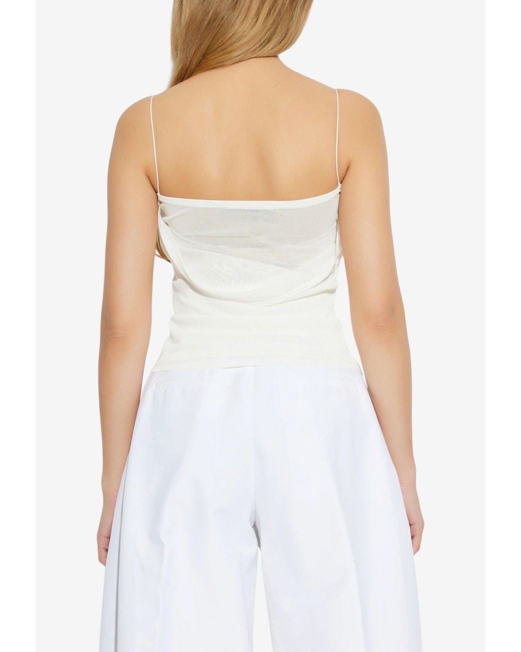 Visualize Meter Squared Jacquemus Strappy Square-Neck Top in White | Lyst