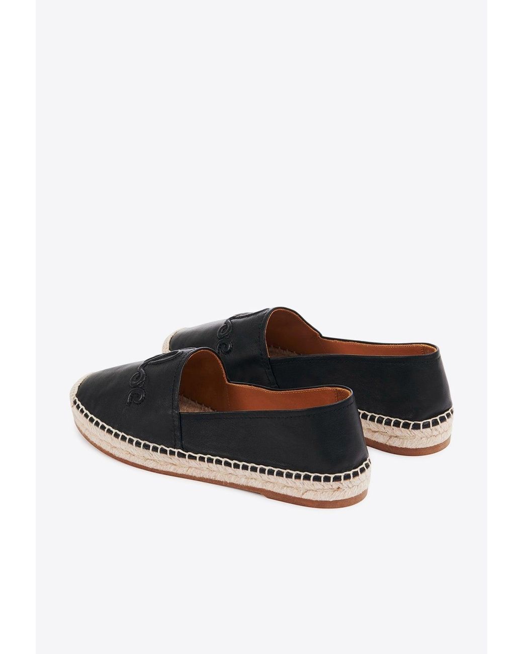 Chloé White Isla Logo Leather Espadrilles