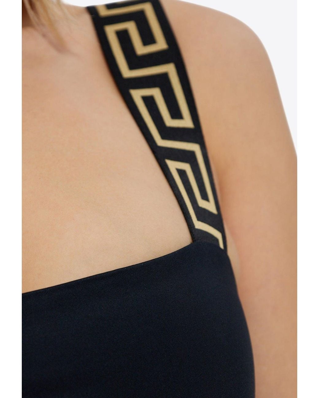 Versace Black Jacquard Bikini Top