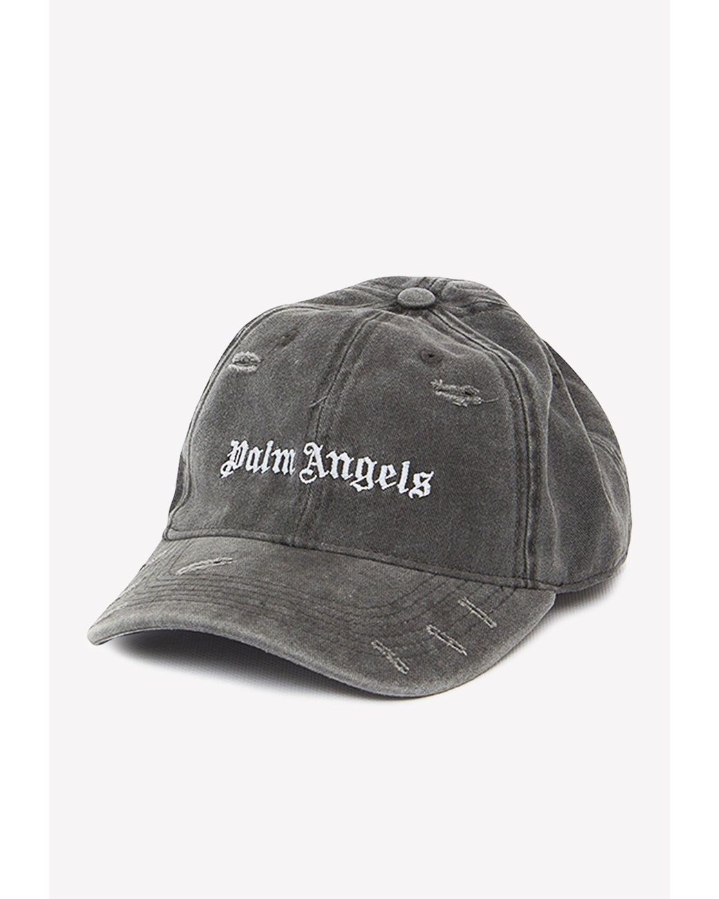 Palm Angels Logo Embroidered Distressed Cap in Gray for Men | Lyst