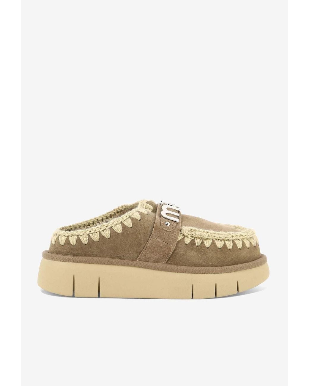 Mou Natural Bounce Suede Clogs