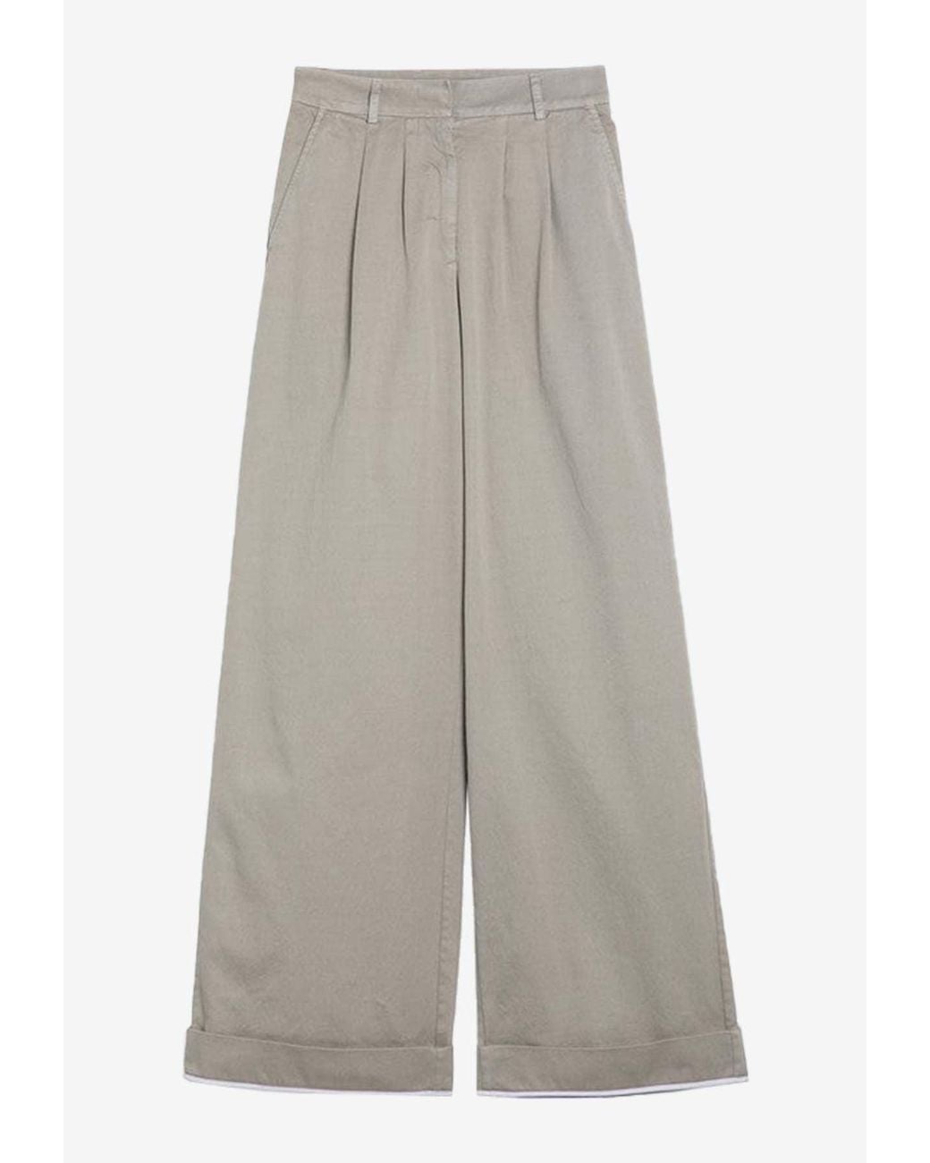 Palm Angels Gray Logo-Patch Wide-Leg Pants