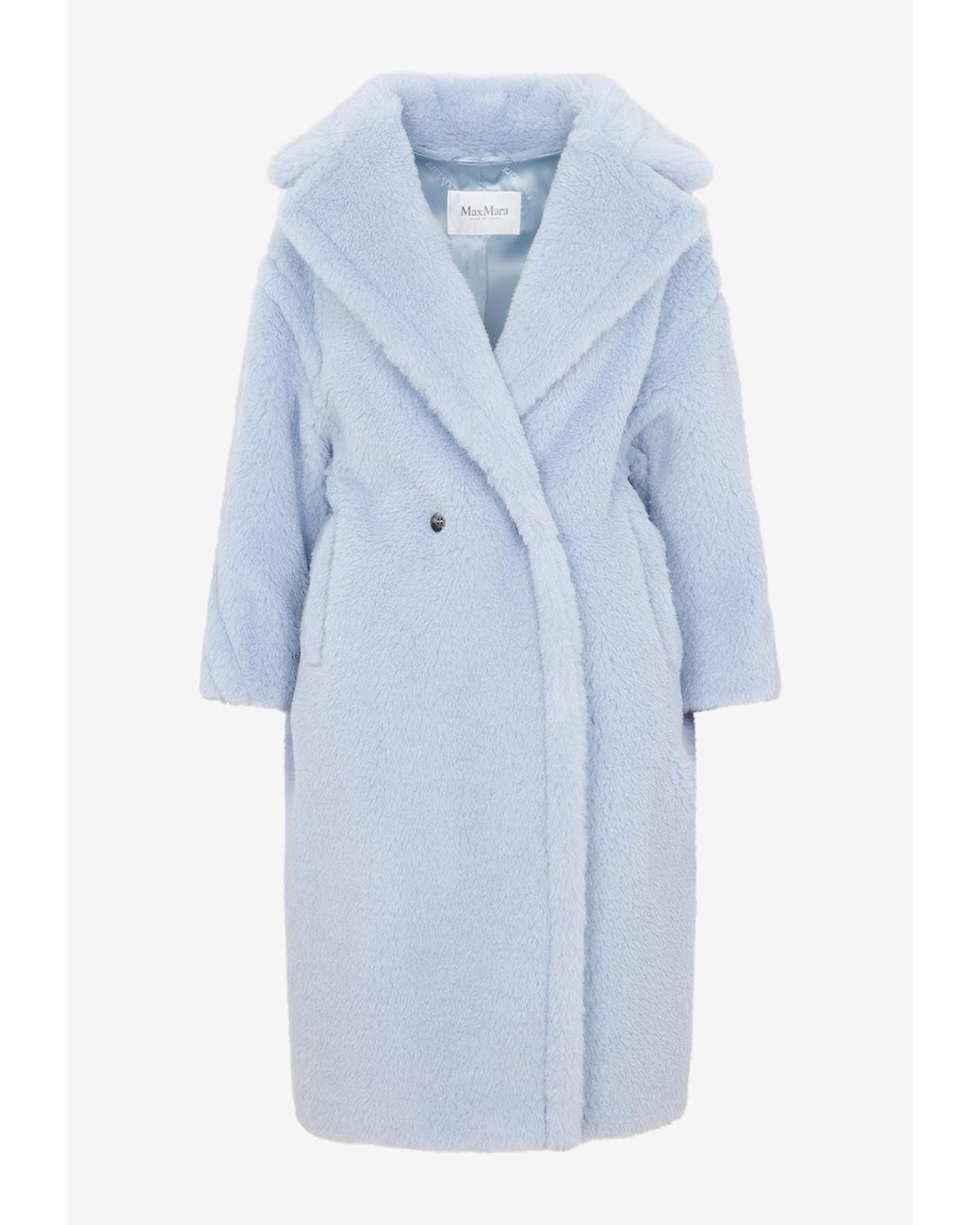 Max Mara Tedgirl Double-breasted Fur Coat in Blue | Lyst