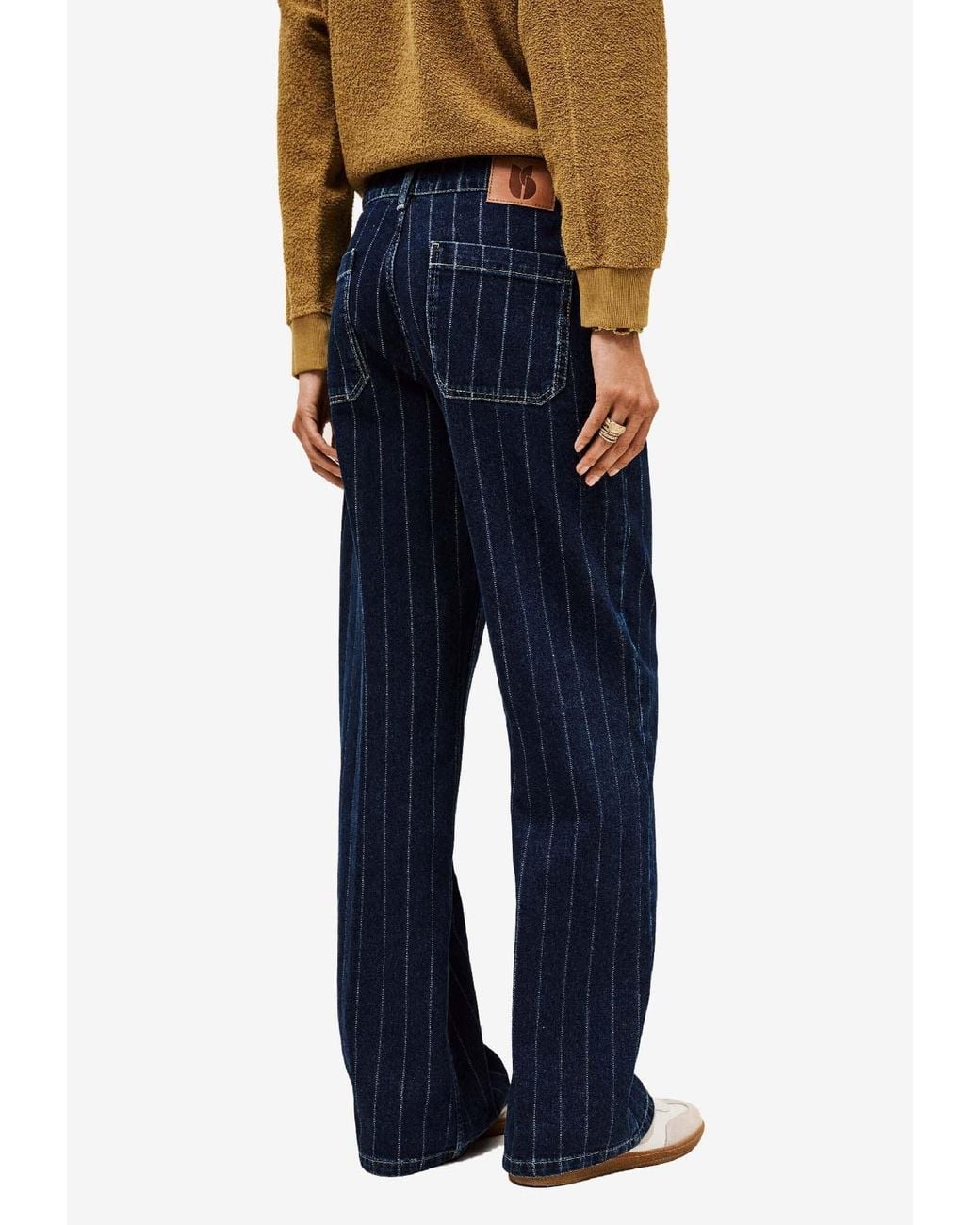 Ba&sh Blue Vecchi Distressed Striped Jeans