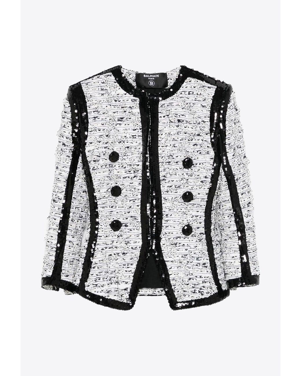 Balmain Black Sequined Fitted Blazer