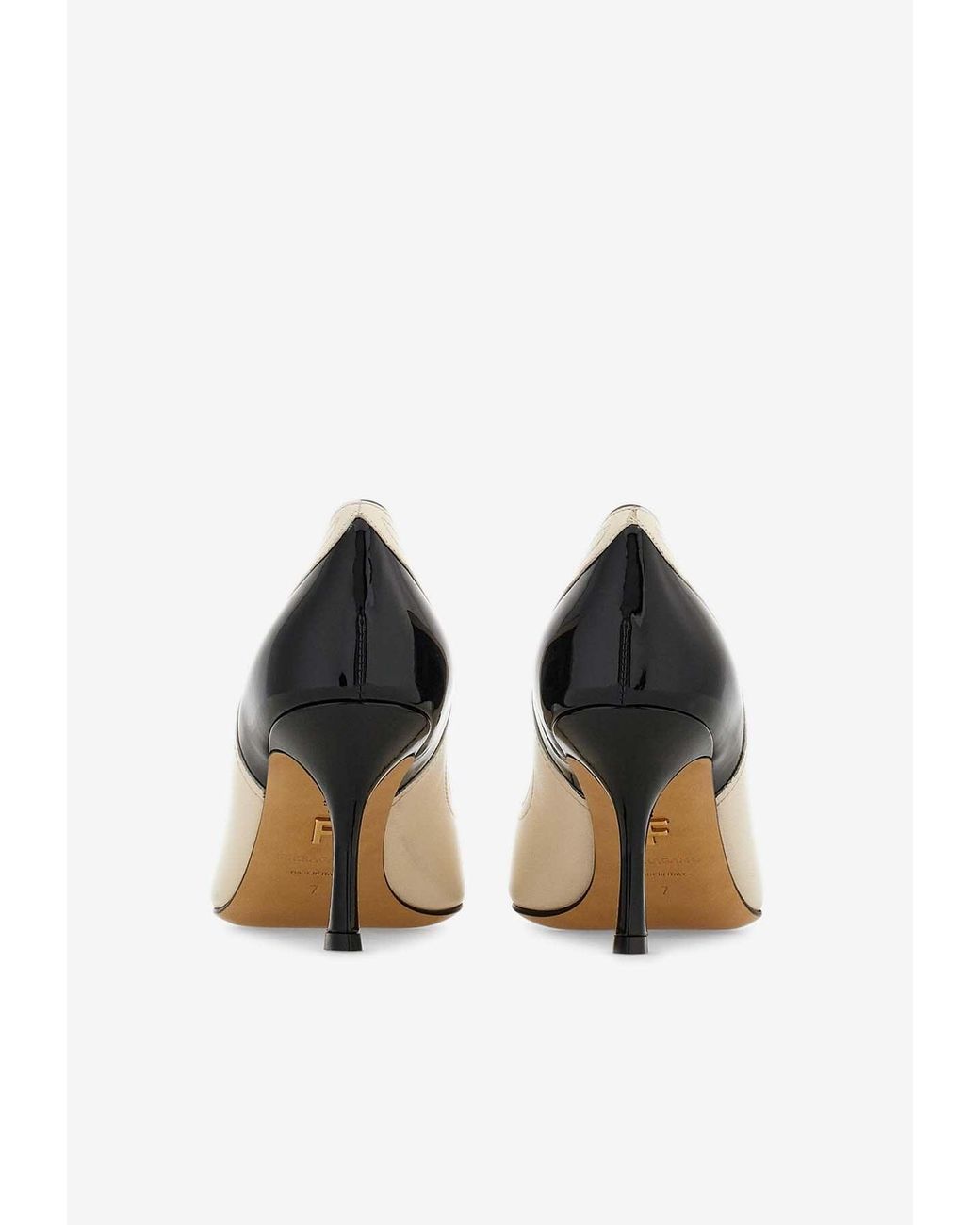 Ferragamo White Eugene 70 Leather Pumps