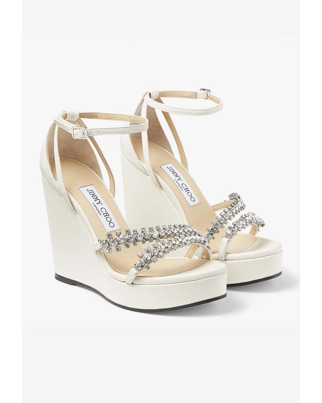 【JIMMY CHOO】Bing Wedge 120-Zox-Silver ★関税送料込み Bing Wedge 120 metallic sandals in silver - Jimmy Choo