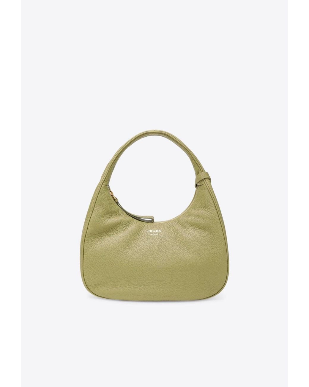 Prada Green Small Leather Hobo Bag