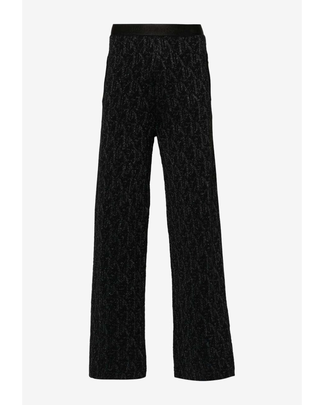 Palm Angels Black Monogram Jacquard Flared Pants