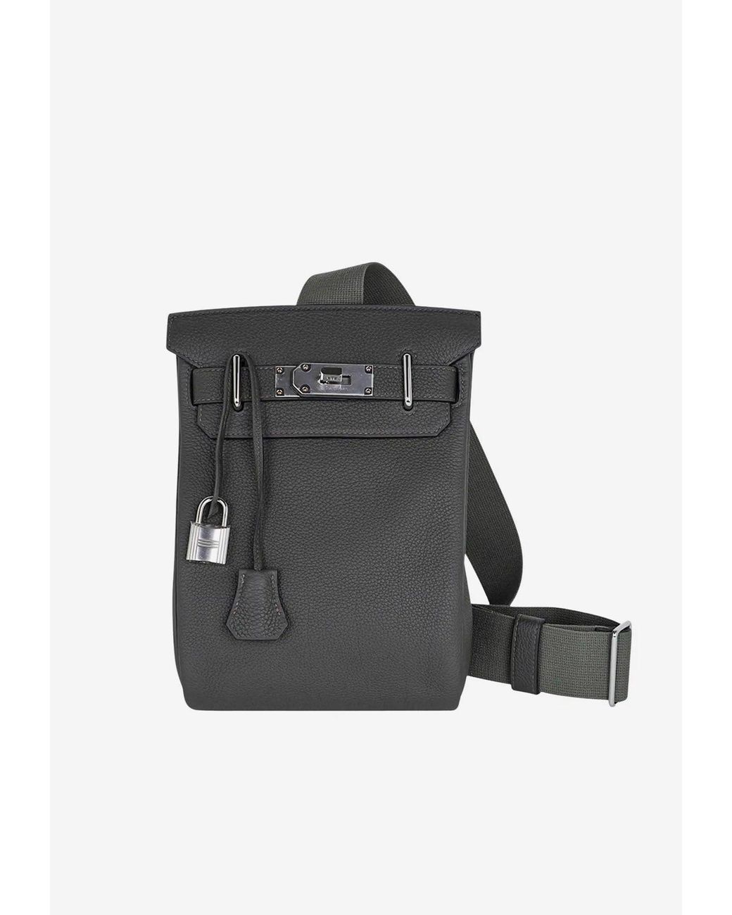 Hermes Hac A Dos GM Backpack Gris Pale Togo Palladium Hardware