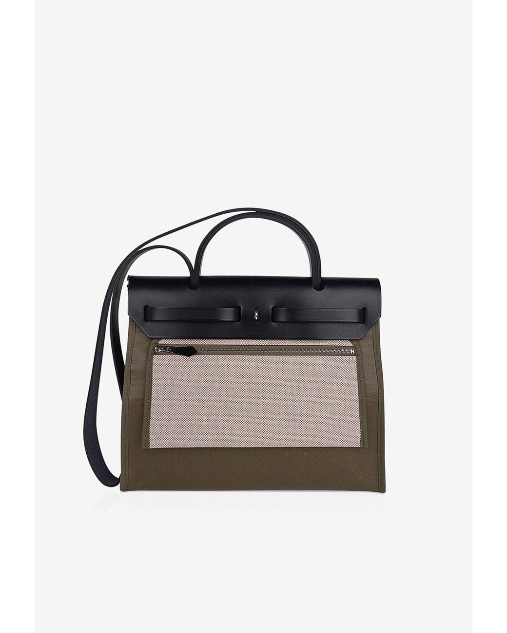 HERMES◆HERBAG RETOURNE 31BLACK◆ Hermes Herbag Zip 31 Bag Retourne Black Berline & Rouge